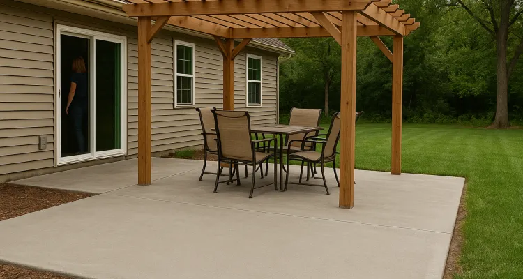 a concrete patio with a pergola from ES Concrete Solutions in Cedar Park, TX - Cedar Park TX