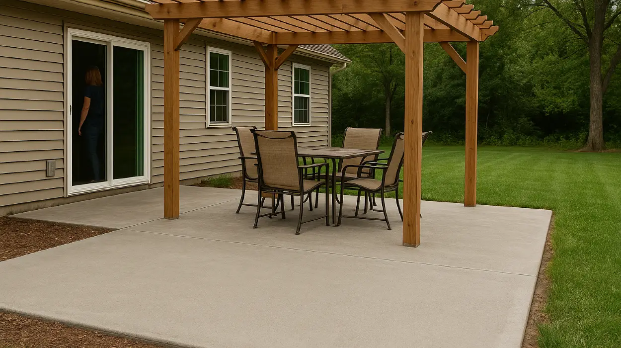 a concrete patio with a pergola from ES Concrete Solutions in Round Rock, TX - Commercial Concrete Repairs a concrete patio with a pergola from ES Concrete Solutions in Round Rock, TX - Commercial Concrete Repairs