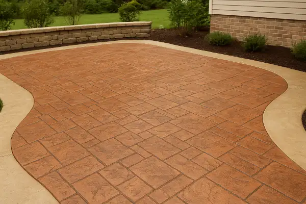 a brand new stamped concrete patio finished from ES Concrete Solutions in Round Rock, TX - Commercial Concrete Repairs a brand new stamped concrete patio finished from ES Concrete Solutions in Round Rock, TX - Commercial Concrete Repairs