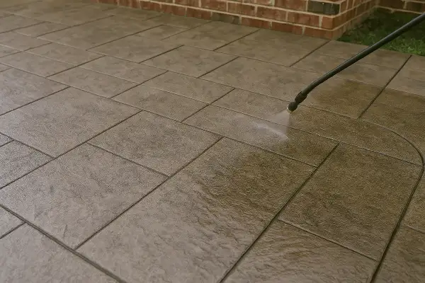 a stamped concrete patio being finished from ES Concrete Solutions in Georgetown, TX - Georgetown TX a stamped concrete patio being finished from ES Concrete Solutions in Georgetown, TX - Georgetown TX