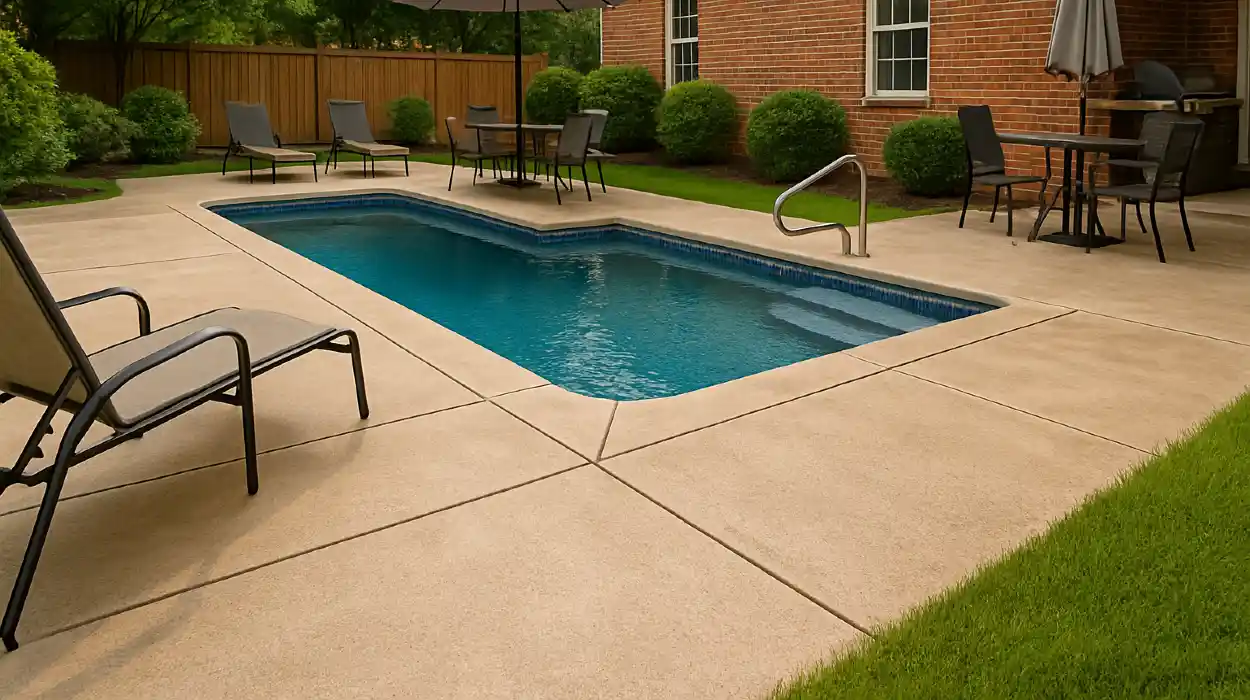 a swimming pool concrete deck from ES Concrete Solutions in Houston, TX - Houston TX