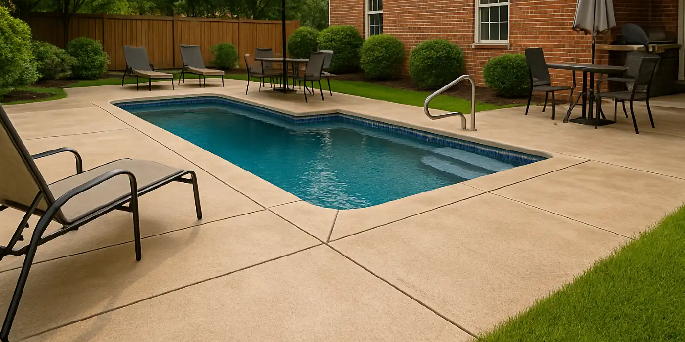 a swimming pool concrete deck from ES Concrete Solutions in Houston, TX - Houston TX