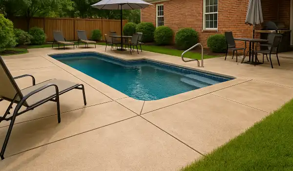 a swimming pool concrete deck from ES Concrete Solutions in Houston, TX - Houston TX