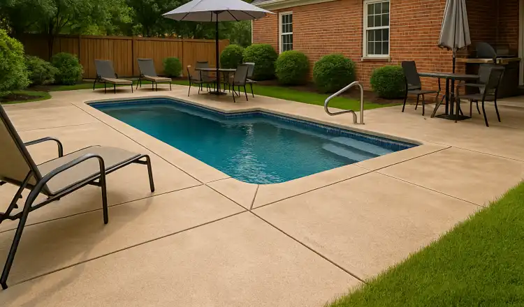 a swimming pool concrete deck from ES Concrete Solutions in Houston, TX - Houston TX