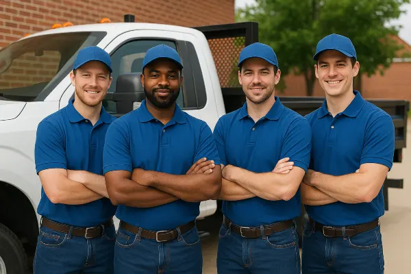 4 workers in uniform similing at the camera from ES Concrete Solutions in Kyle, TX - Kyle TX 4 workers in uniform similing at the camera from ES Concrete Solutions in Kyle, TX - Kyle TX