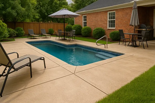 a swimming pool concrete deck from ES Concrete Solutions in San Marcos, TX - San Marcos TX