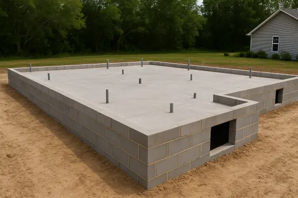 a finished concrete foundation for a new house from ES Concrete Solutions in Round Rock, TX - Stamped concrete solutions a finished concrete foundation for a new house from ES Concrete Solutions in Round Rock, TX - Stamped concrete solutions